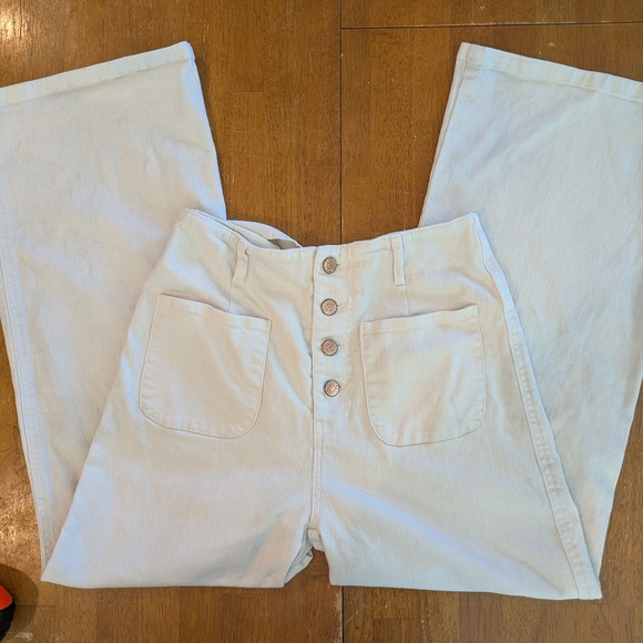 entro Pants - 🤍 Entro High-Waisted Button Fly Pants | Cream | Size M
